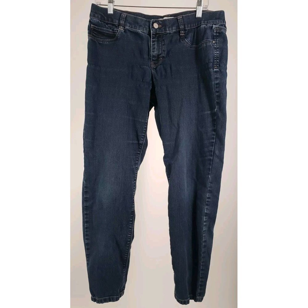 White House Black Market Noir Mid Rise Straight Sculpt Size‎ L Jeans Denim